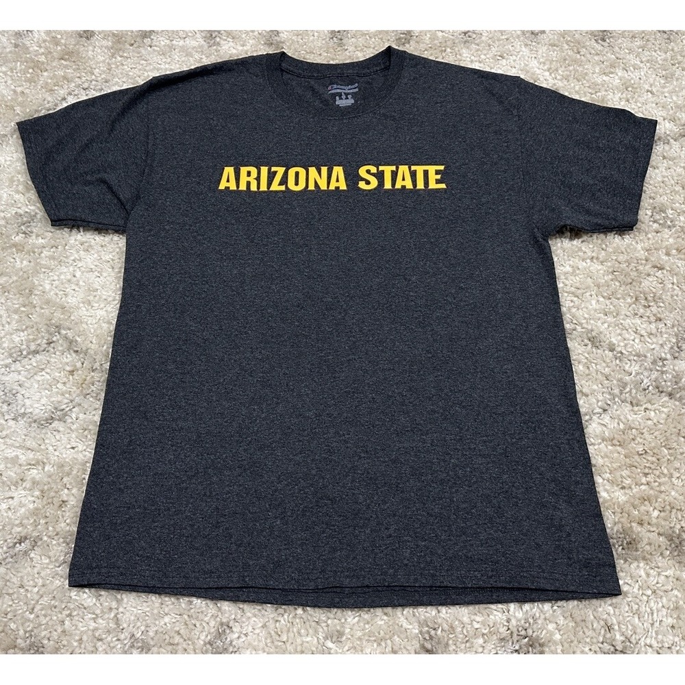 Arizona State Sun Devils Shirt Men Large Gray Champion Cotton Blend Short Sleeve